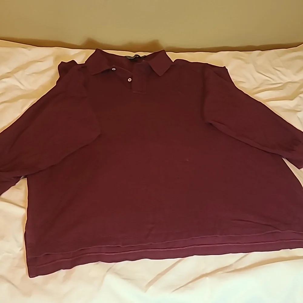 Polo Ralph Lauren Burgundy Deep Wine Long Sleeve Polo Shirt Sz XXL Men